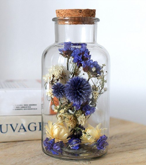 Bouteille fleurs séchées décoration