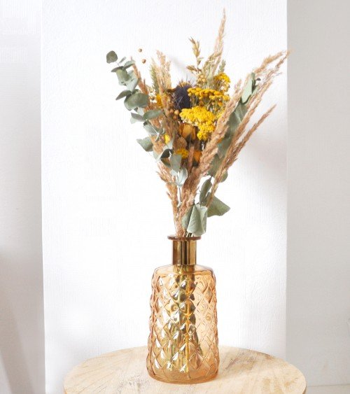 Bouquet de fleurs séchées jaune