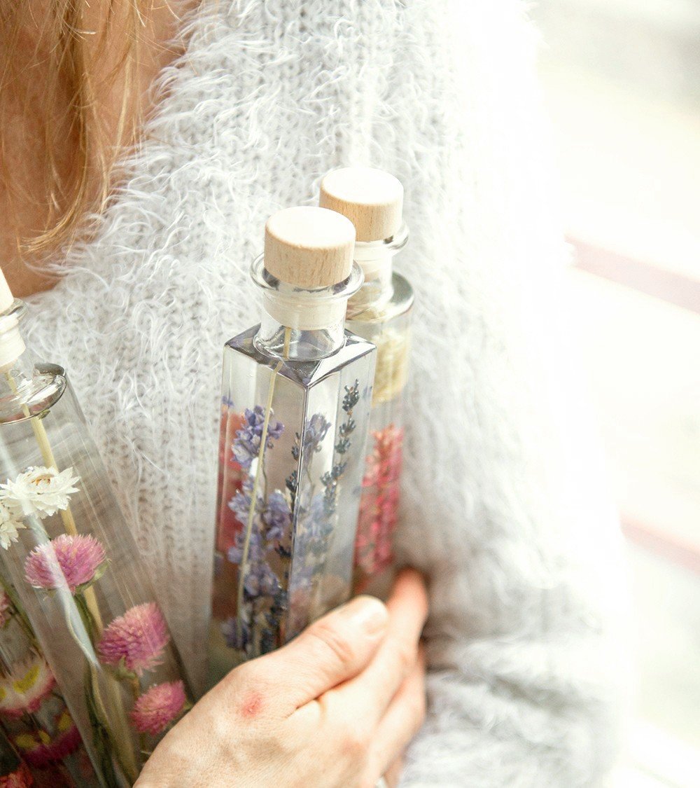 Flacon de fleurs immergées