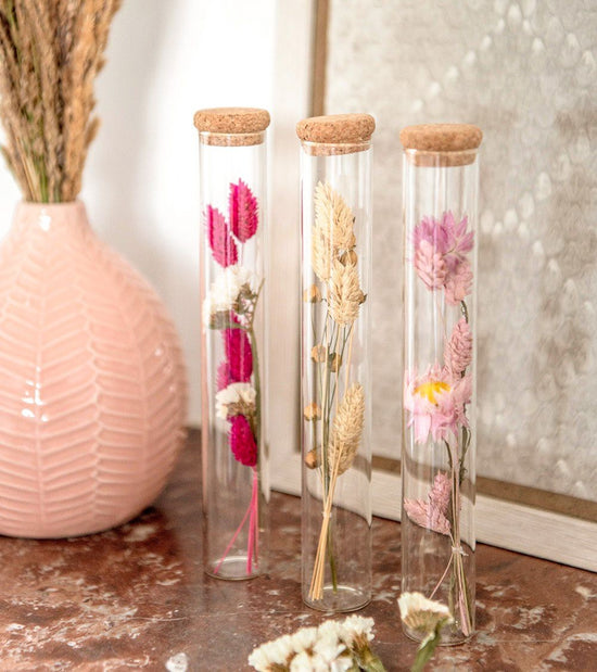 Tubes of dried flowers