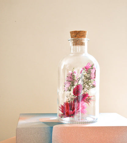 Bottle of dried flowers